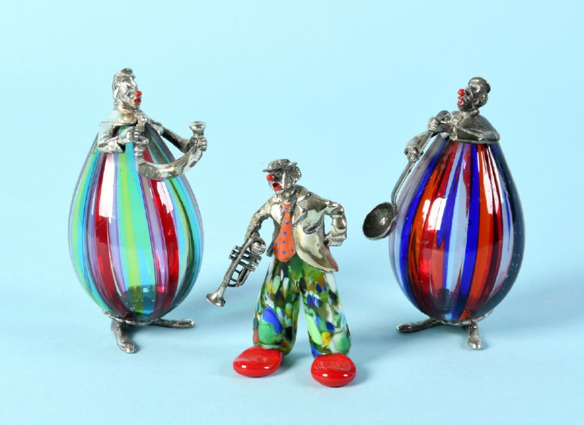 Clown-Figuren, 3 Stück "Angini, Murano"