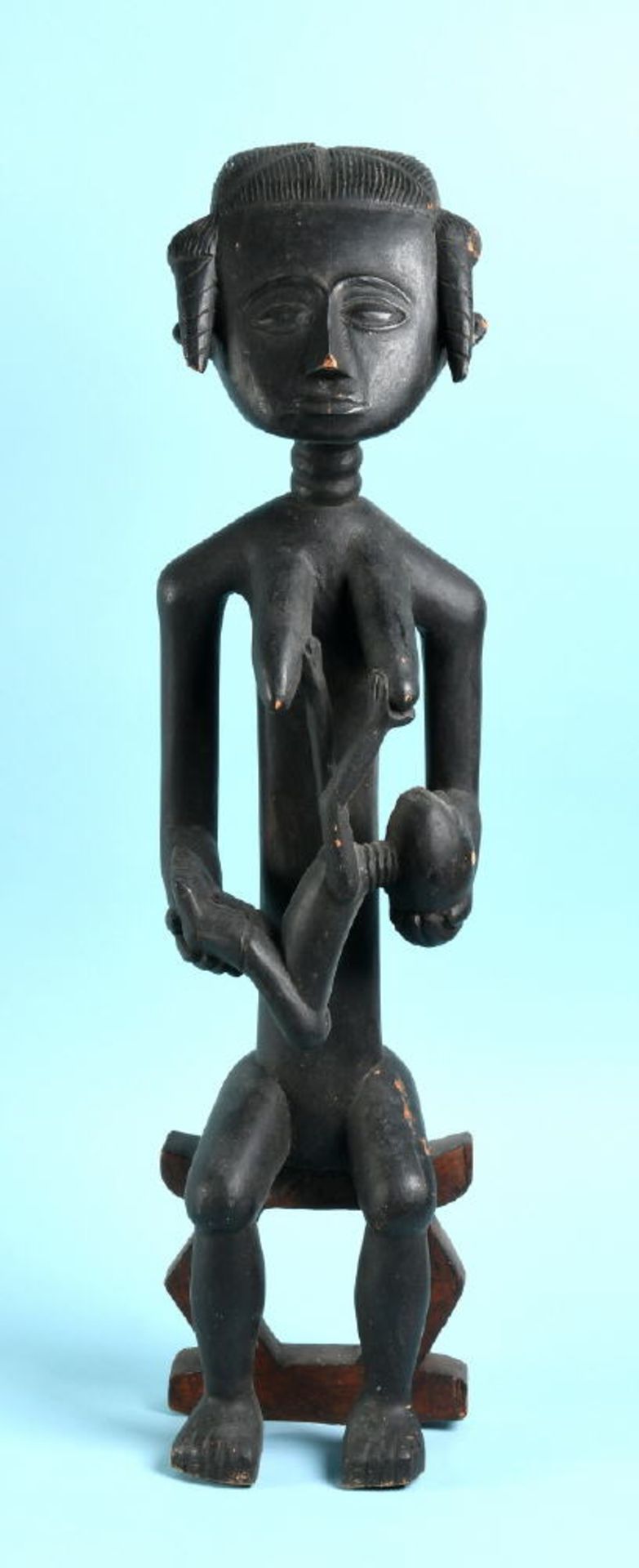 Afrikanische Kultfigur - Sitzende Mutter mit Kind