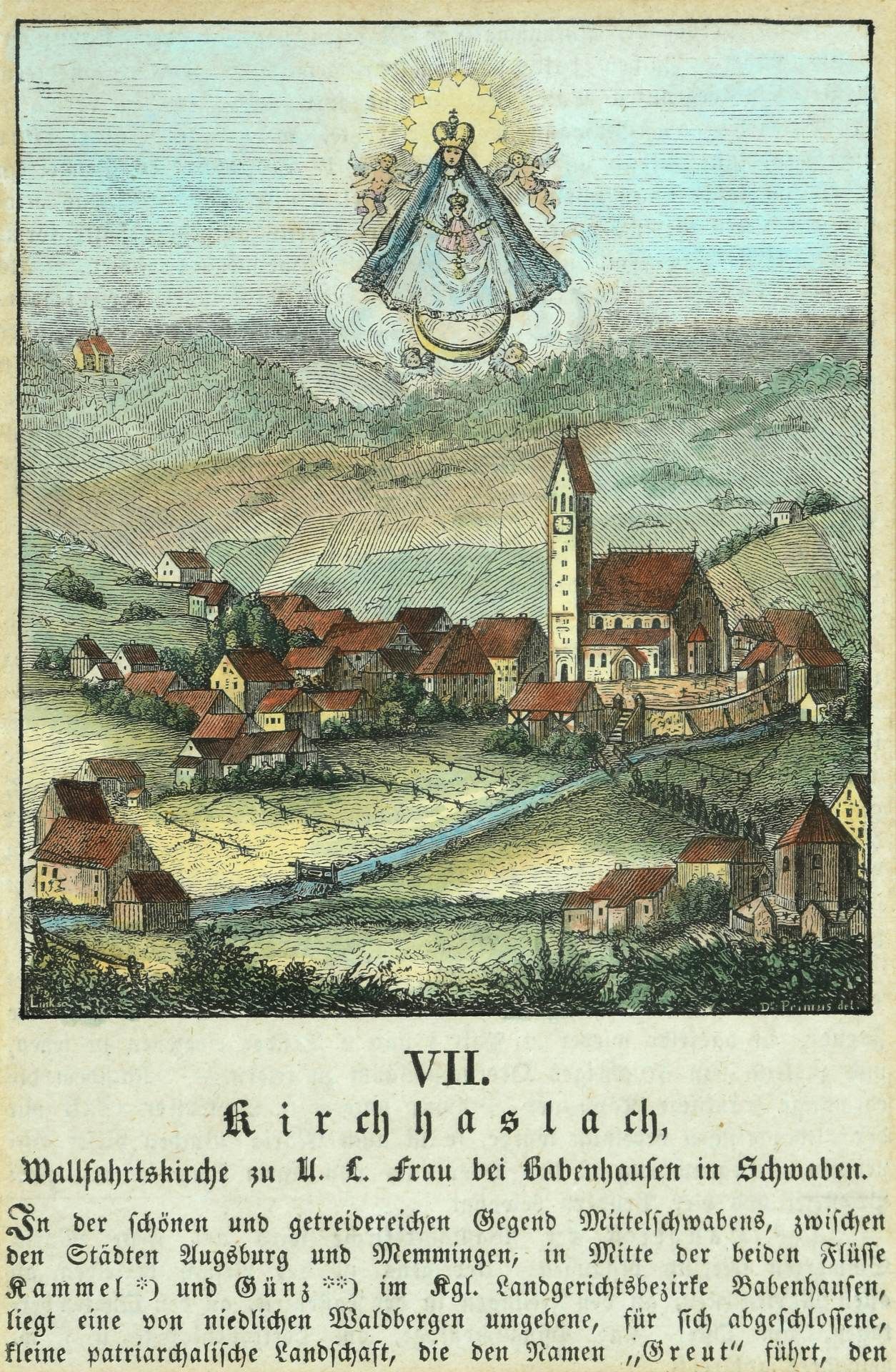 Kirchhaslach, Gesamtansicht mit Wallfahrtskirche - Bild 2 aus 2