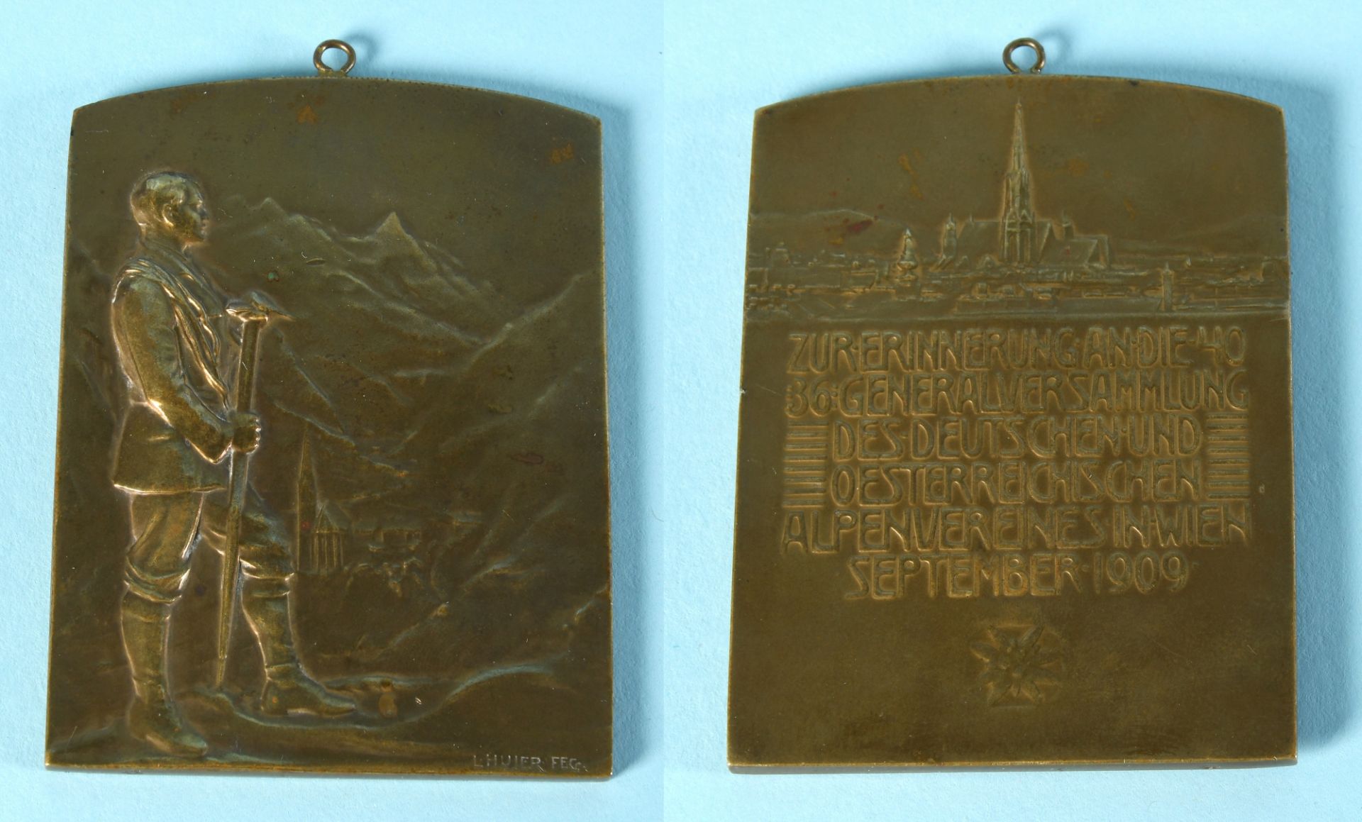 Plakette "Deutsch-Österreichischer Alpenverein Wien, 1909"