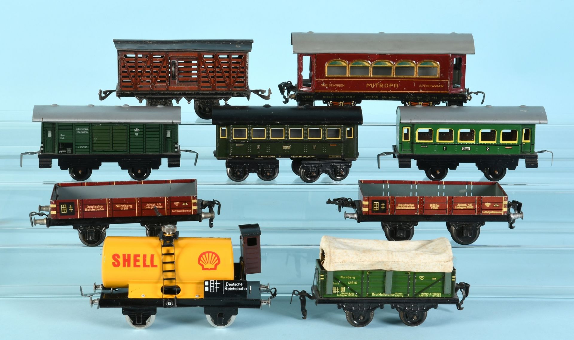 Modelleisenbahn - Wagons, 9 Stück