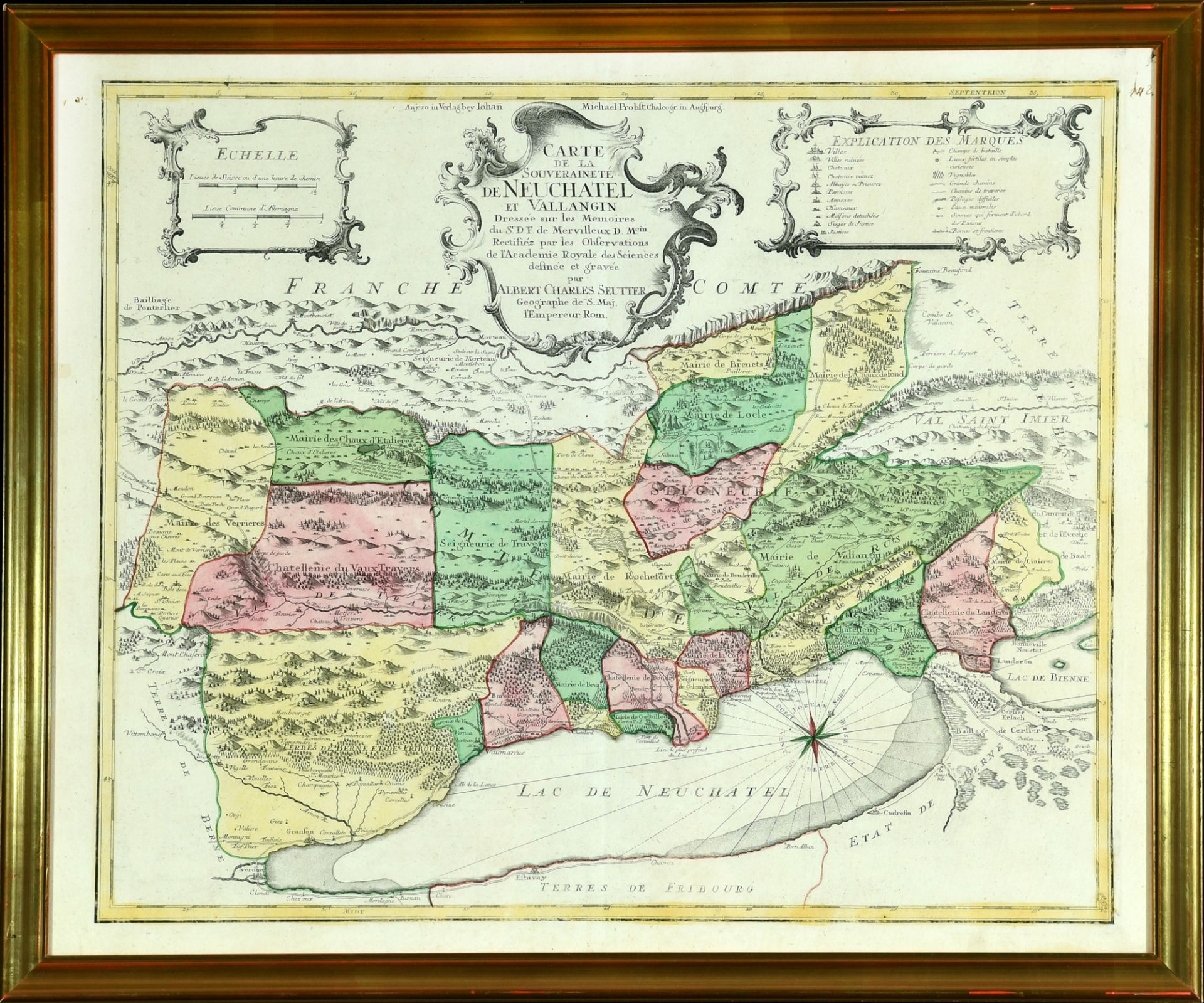 Landkarte "Carte de la souveraineté de Neuchatel et Vallangin"