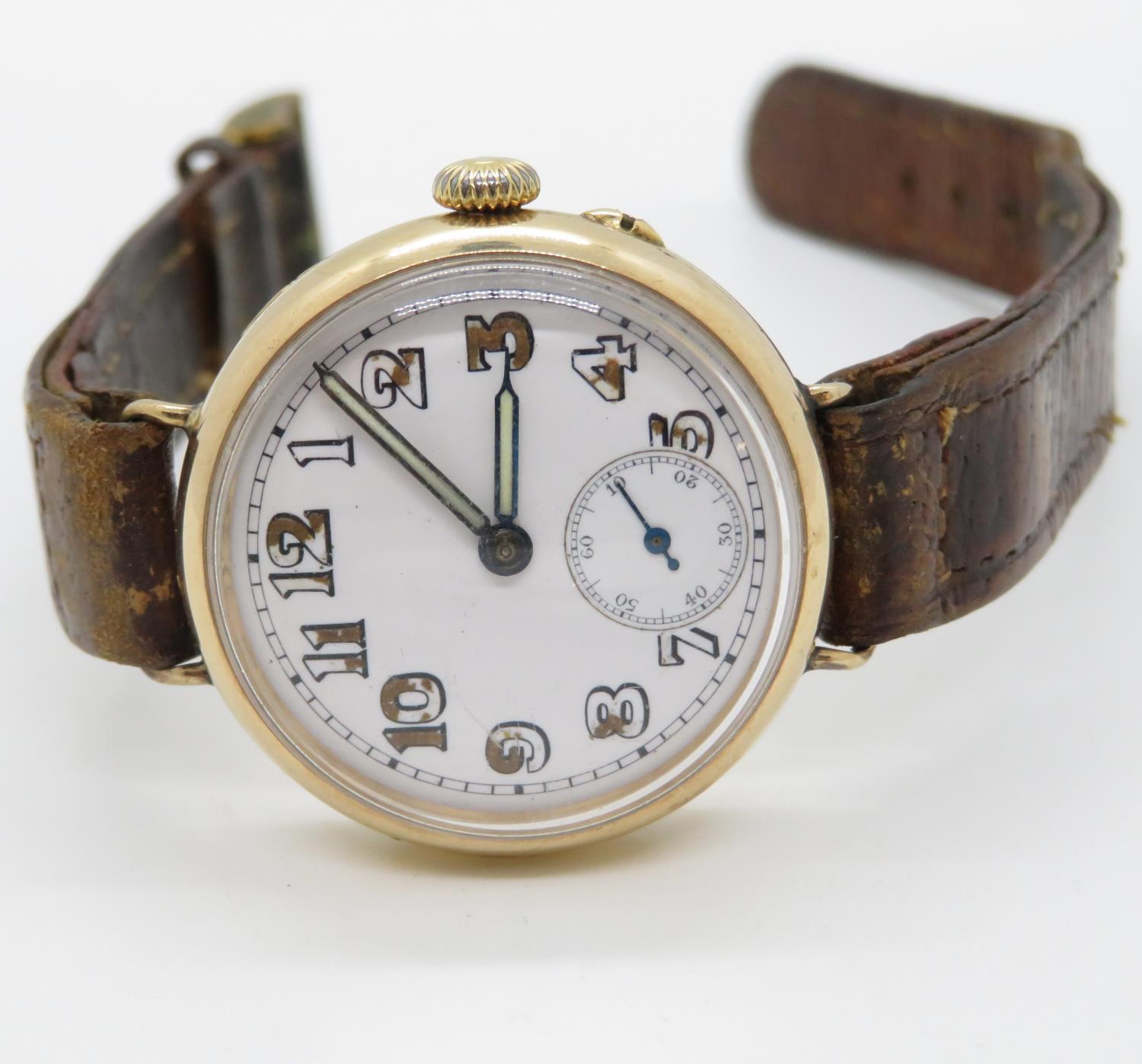 Heavy 18ct gold trench watch - Image 2 of 3