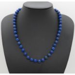 Large lapis lazuli necklace 19" with silver clasp