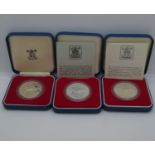 3x silver proof 1977 coins boxed