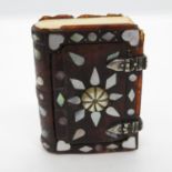 Mother of Pearl and Ivory snuff box in form of book with silver hinges 3" x 2"