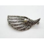 Vintage silver and marquisate brooch