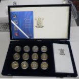 Royal Mint 2000 Queen Mothers silver proof coin collection 12x coins in box