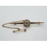 Bar Brooch in 15ct gold with beautiful stunning diamond approx 1ct boxed