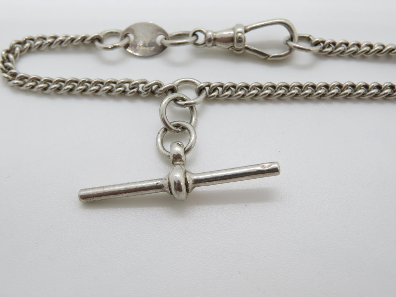 Silver watch chain bracelet with T bar 11g - Image 2 of 2