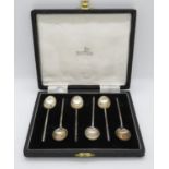 Set of 6x silver HM Walker and Hall boxed spoons