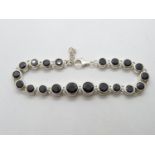 HM silver bracelet set with Iolite (water sapphire) 8"