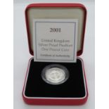 2001 silver proof Piedfort coin boxed