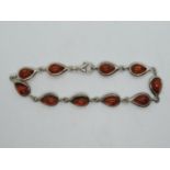 HM silver bracelet 7.75" set with baltic amber 8.8g