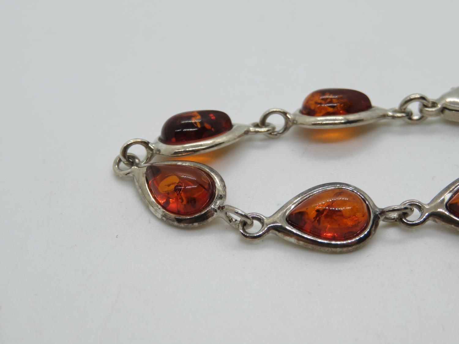 HM silver bracelet 7.75" set with baltic amber 8.8g - Image 2 of 2