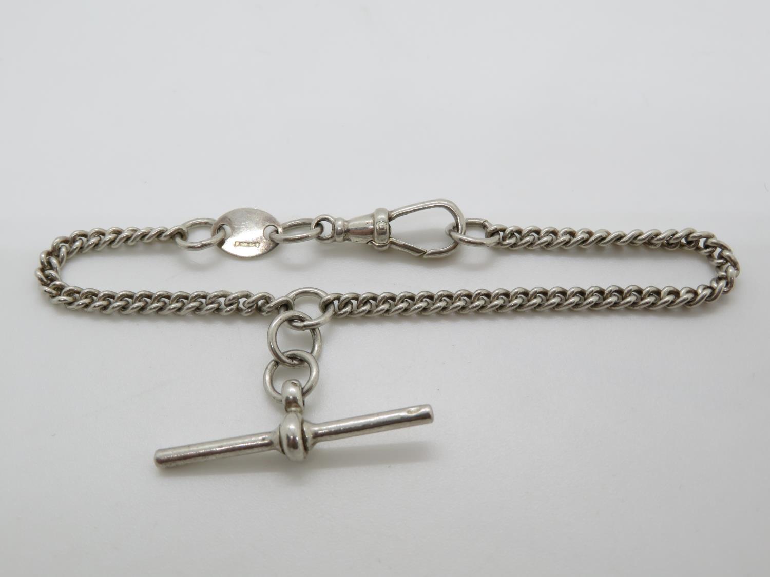 Silver watch chain bracelet with T bar 11g
