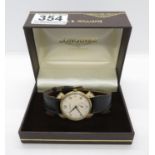 Vintage gold boxed Longines wristwatch with unusual fluted lugs