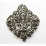 Large silver and marquisate brooch