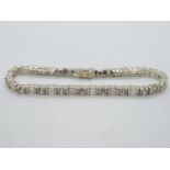 HM silver tennis bracelet set with CZ stones 7.5" 17.8g