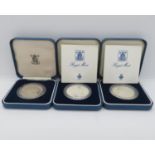 3x silver proof Charles and Diana coins boxed