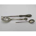 Silver cutlery and button hook