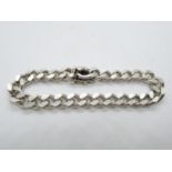 Vintage silver diamond cut curb link bracelet 7.5" HM London 1977 37.7g