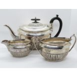 Walker and Hall HM silver tea set 3 pieces 1066g