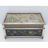Fine quality large antique silver casket 9" x 5" by Crichton and Co. Panels illustrated by late 17th