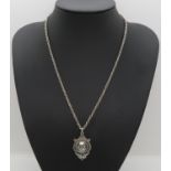 Irish silver pendant with heart Dublin HM 1943 19" silver rope chain 17.8g