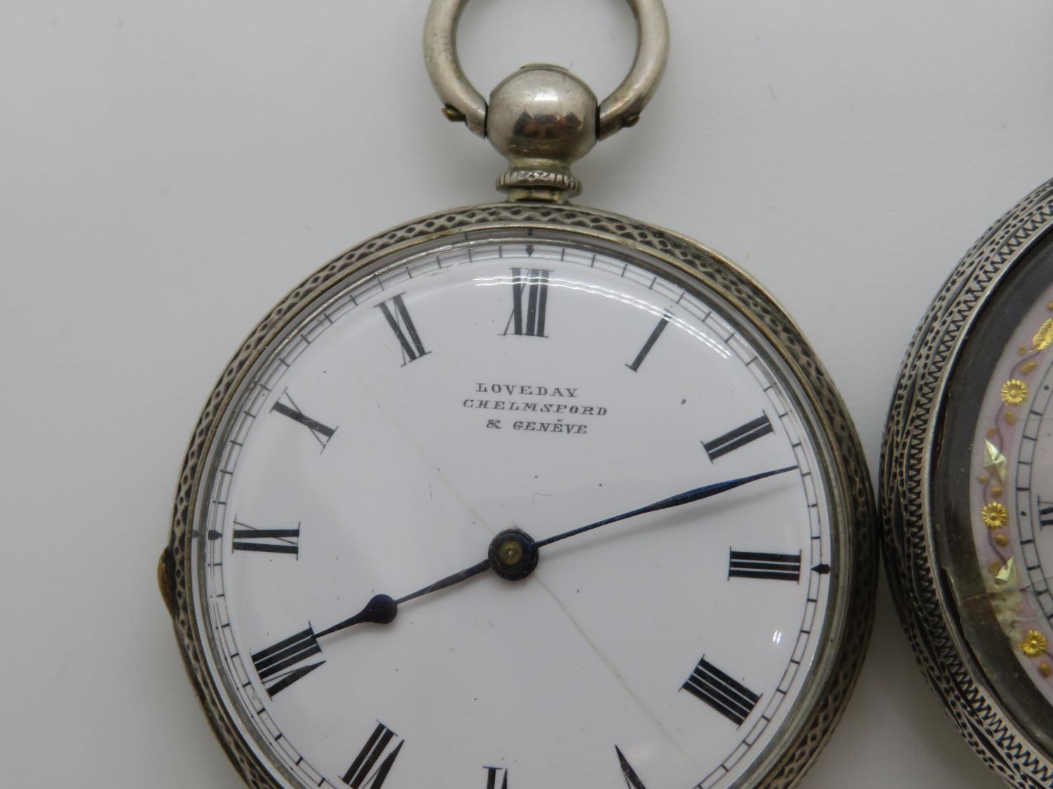 2x silver ladies pocket watches - Image 2 of 4