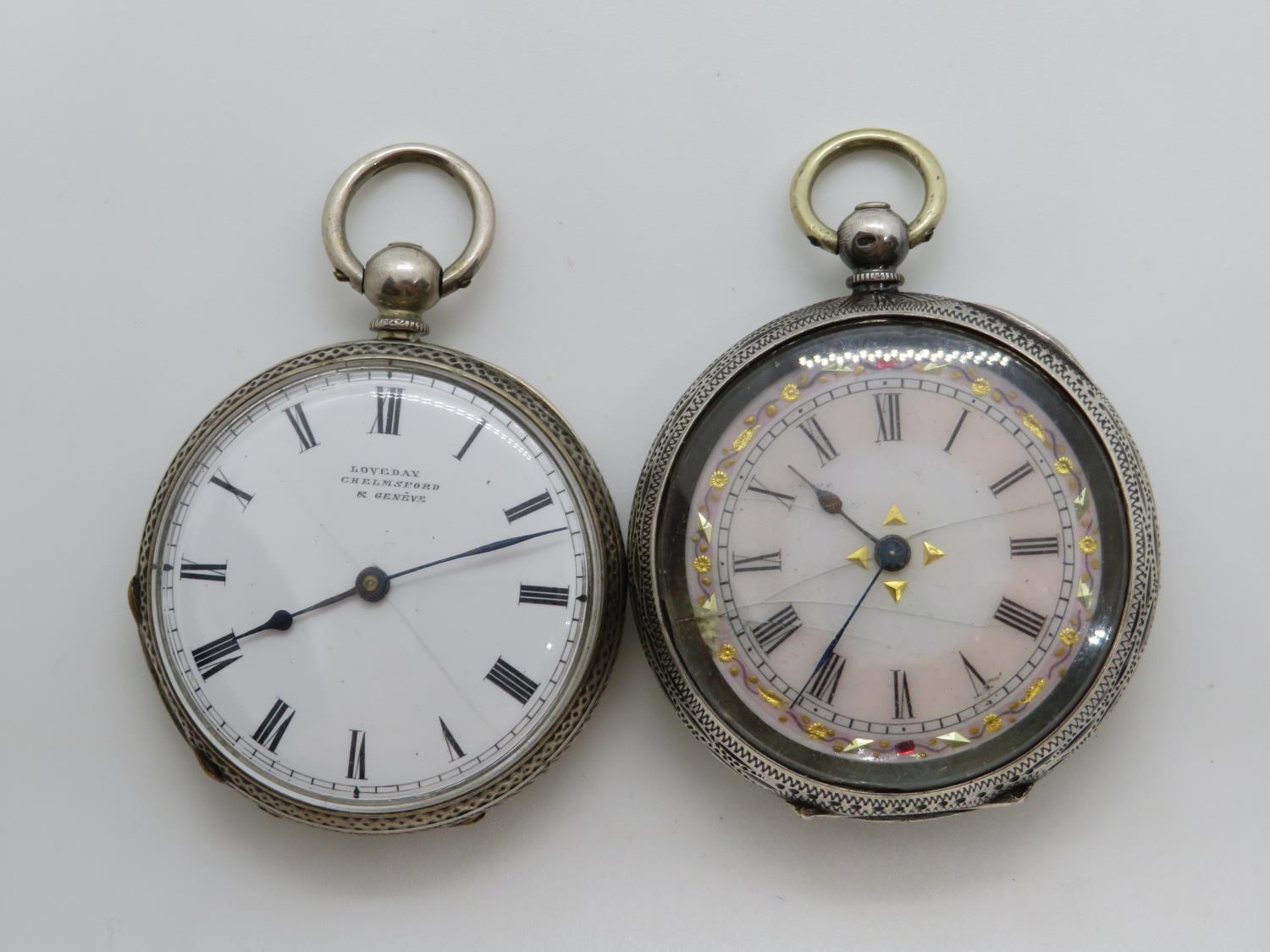 2x silver ladies pocket watches