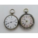 2x silver ladies pocket watches
