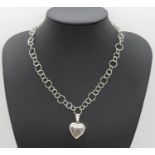Silver heart locket on 17" silver chain 20g