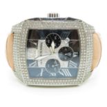 Mauboussin fully diamond encrusted watch with original bracelet and fold over strap