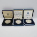 3x silver proof coins Prince of Wales and Lady Diana crowns