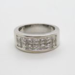 18ct white gold .5ct diamond eternity ring set with 14x Princess cut diamonds - diamond content