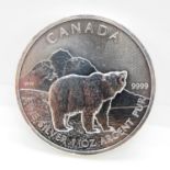 Canada 999 fine silver 1oz 2011 $5 grizzly bear coin