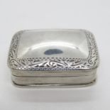 Small rectangular silver pill box hallmarks Birmingham 1989