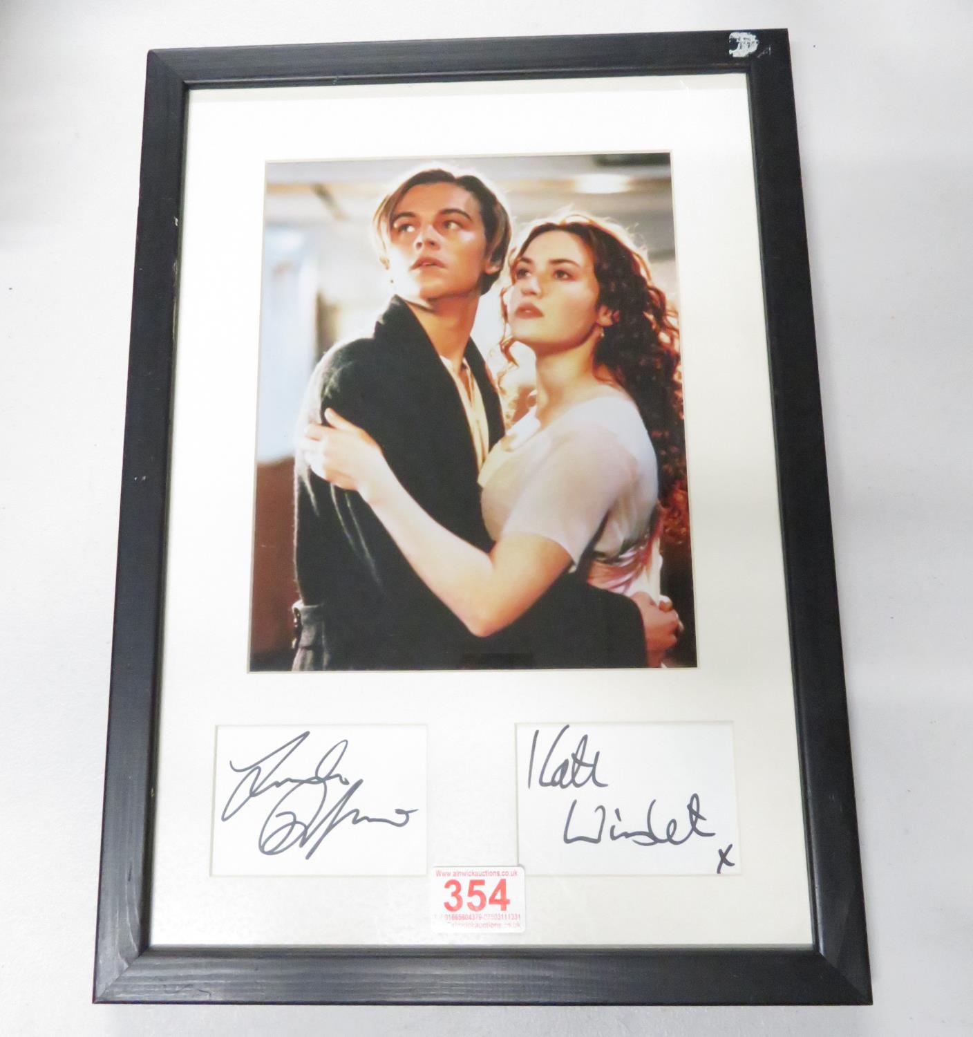 Leonardo Di Caprio and Kate Winslet autographed photo from Titanic framed