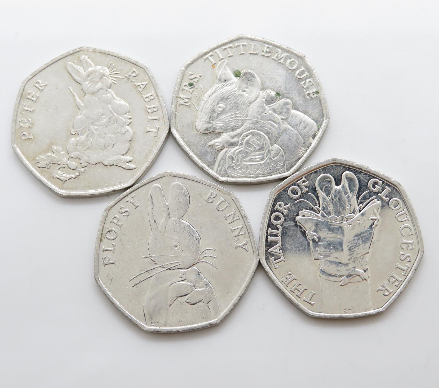 1 set of 2018 Beatrix Potter 50p coins including rare Flopsy Bunny