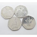 1 set of 2018 Beatrix Potter 50p coins including rare Flopsy Bunny