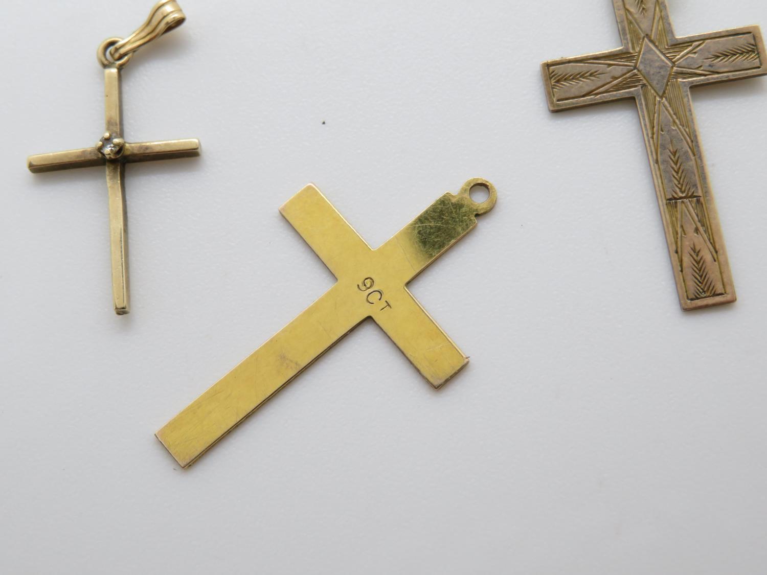 3x 9ct gold crosses - Bild 3 aus 3