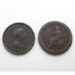 2 coins 1797 Cartwheel Penny and 1806 Penny