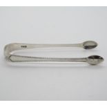 Bright cut silver sugar tongs Stephen Adams II London 1803 31.2g