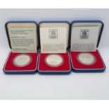 3x silver proof of Queen's Silver Jubilee crowns