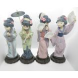 4x 10" Lladro Geisha Girls - no damage