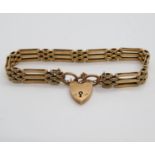 9ct gold 3 bar gate bracelet 12.3g