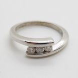 3 stone diamond ring .25ct 18ct white gold 4g size L