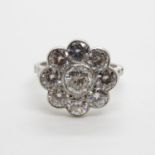Platinum diamond cluster ring set with 9x stunning diamond 2.5cts size N retail value £5800.00