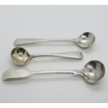 3x antique salt spoons 1823 1851 1873